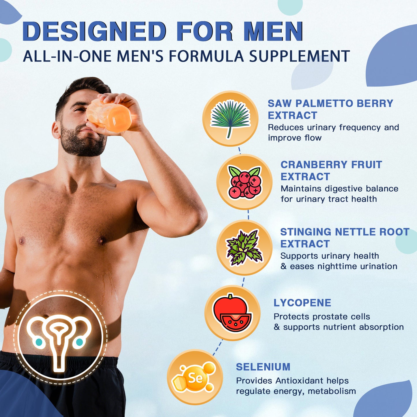 Men's Probiotic with 70 Billion CFUs, Enzymes & Saw Palmetto