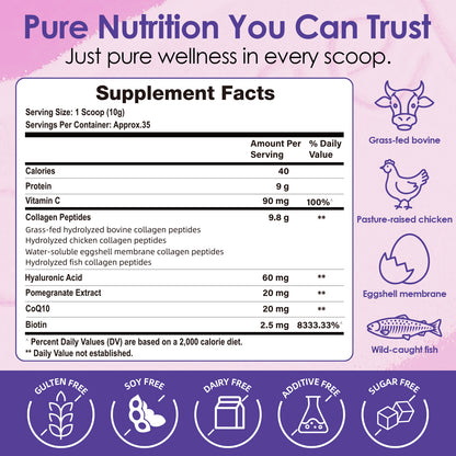 Multi Collagen Peptides Powder, Hydrolyzed Collagen with Vitamin C