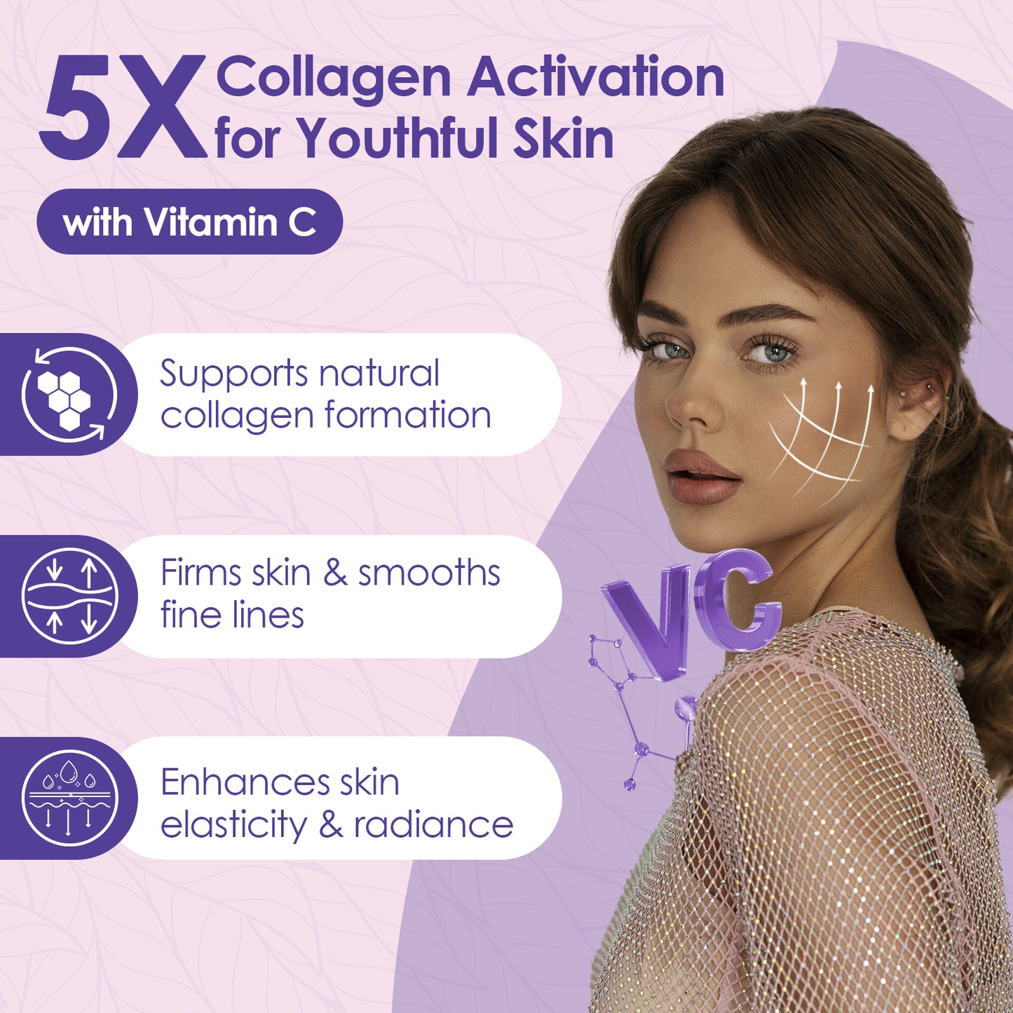 Multi Collagen Peptides Powder, Hydrolyzed Collagen with Vitamin C