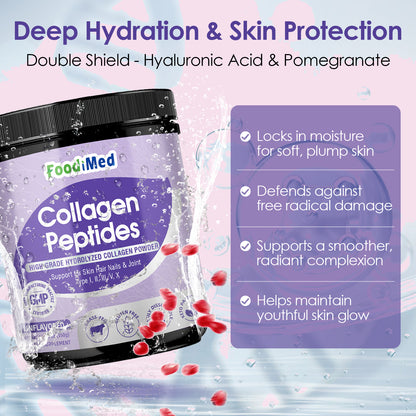 Multi Collagen Peptides Powder, Hydrolyzed Collagen with Vitamin C